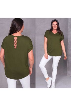 بلوز سایز بزرگ خاکی زنانه سایز بزرگ Esina - کد 899413368