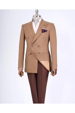 کت قهوه ای مردانه اسلیم فیت TerziAdemAltun - کد 897497221