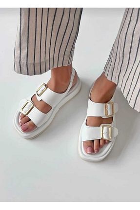 صندل سفید زنانه پاشنه ضخیم BERASHOES - کد 920059077