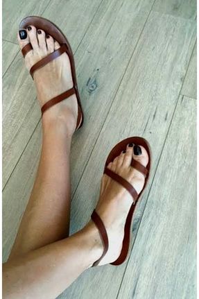 صندل قهوه ای زنانه چرم خالص Bostini Sandals - کد 920073244