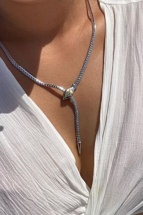 گردنبند استیل ( فولاد ) طوسی زنانه استیل ضد زنگ bellis atelier - کد 920077057