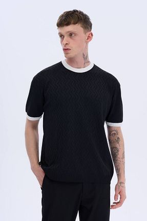تیشرت مشکی مردانه اورسایز İLKCET MODA - کد 920078815