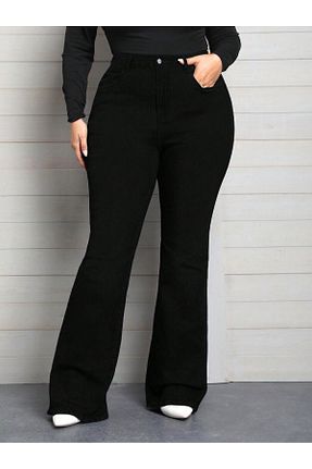 شلوار جین سایز بزرگ مشکی زنانه پاچه اسپانیولی Noxter - کد 896816001