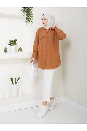 تونیک حجاب نارنجی زنانه بافتنی Aşkın fashion - کد 921111755