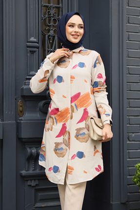 تونیک حجاب بژ زنانه ویسکون Neva Style - کد 920150302