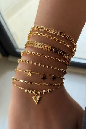 دستبند جواهر طلائی زنانه برنجی Trendy Butik - کد 920157800