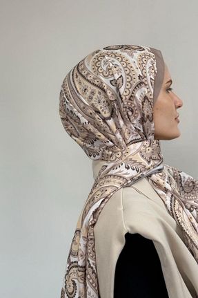 روسری قهوه ای ساده MERVEN AKYÜZ - کد 920159506