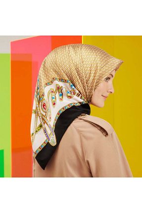روسری فیروزه ای کرپ ساتن ابریشم Armine - کد 247580212
