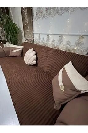کاور مبل قهوه ای مخمل fr.SUVARİ - کد 921154706