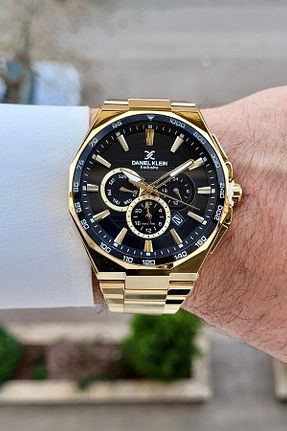 ساعت مچی طلائی مردانه 45 میلی متر Daniel Klein - کد 921293971
