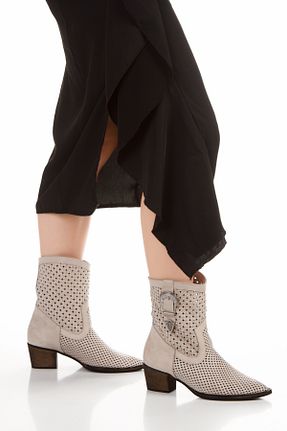 بوت / نیم بوت طوسی زنانه چرم خالص PASSAGE SHOES - کد 920281663