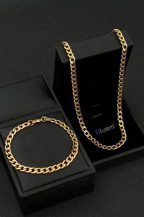 گردنبند استیل ( فولاد ) زرد مردانه استیل ضد زنگ Bluem - کد 920360524
