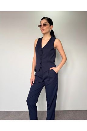 ست بالاتنه و پائین تنه سرمه ای زنانه بافتنی DEQ FASHION - کد 920396045
