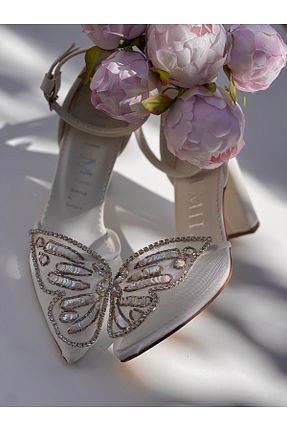 کفش مجلسی سفید زنانه پاشنه ضخیم Nili Mili - کد 867304958