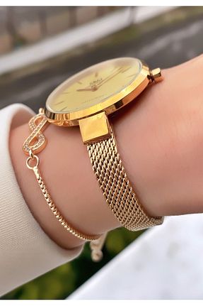 ساعت مچی طلائی زنانه 36-40 میلی متر Q&Q - کد 921283047
