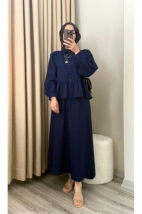 ست بالاتنه و پائین تنه حجاب سرمه ای زنانه رگولار MERİÇ BOUTİQUE - کد 920454529
