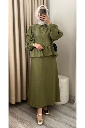 ست بالاتنه و پائین تنه حجاب خاکی زنانه رگولار MERİÇ BOUTİQUE - کد 920454494