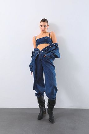 سرهمی آبی زنانه Relaxed BANNY JEANS - کد 152646415