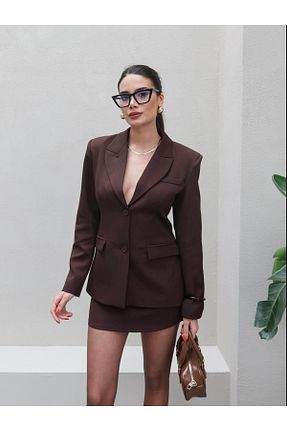 ست بالاتنه و پائین تنه قهوه ای زنانه بافتنی MES DE JULIO - کد 920470742