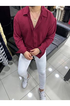 پیراهن زرشکی مردانه اورسایز efraim giyim - کد 920474039