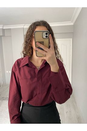 پیراهن زرشکی زنانه اورسایز Niceboutique - کد 920473979