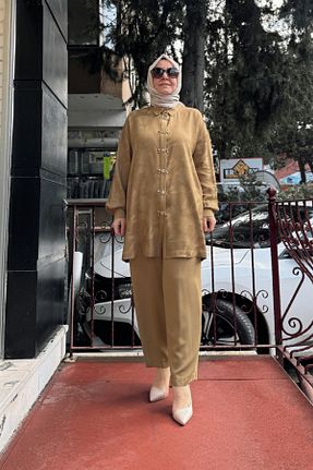 ست بالاتنه و پائین تنه حجاب زرد Relaxed Ghisa - کد 921325523