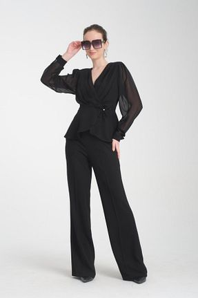 ست بالاتنه و پائین تنه مشکی زنانه رگولار BERNE - کد 920505229