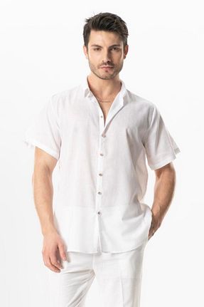 پیراهن سفید مردانه رگولار Eliş Şile Bezi - کد 920519540