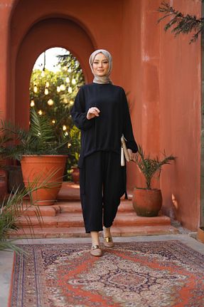 ست بالاتنه و پائین تنه حجاب مشکی اورسایز Lamazi Veil - کد 920523814