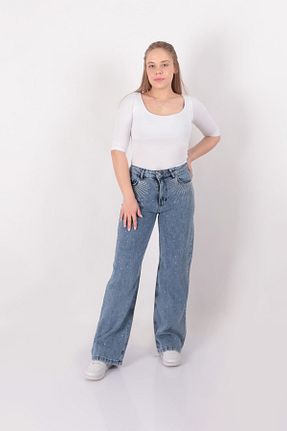 شلوار جین آبی زنانه فاق بلند Aynaz - کد 920538472