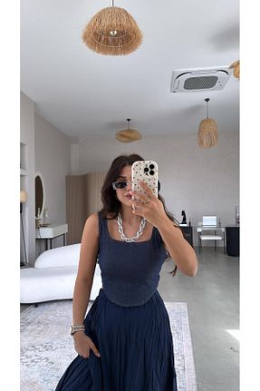 بلوز رنگی زنانه یقه مربعی Buket Teke - کد 920533281