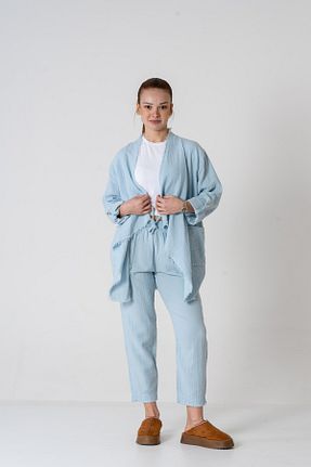 ست بالاتنه و پائین تنه آبی زنانه بافتنی VerdeBlanco - کد 921341894