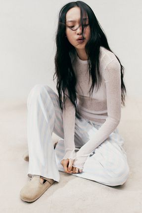 شلوار سفید زنانه پنبه ای H&M - کد 920543605