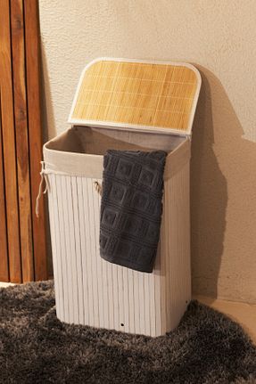 سبد لباس بژ حصیر Koza Home - کد 871043256