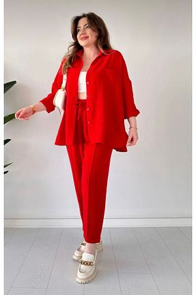 ست بالاتنه و پائین تنه قرمز زنانه بافتنی ZoeFlower - کد 920552781