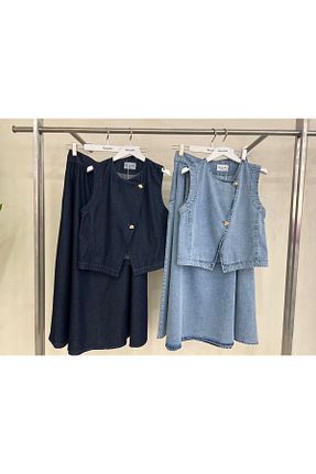 ست بالاتنه و پائین تنه آبی زنانه جین FAYLİN STORE - کد 920006098