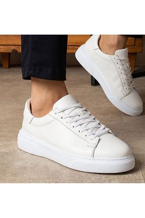 کفش بیرون سفید مردانه چرم اصل Luccashoes - کد 922168396