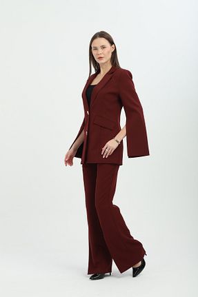 ست بالاتنه و پائین تنه زرشکی زنانه بافتنی Milamia - کد 920570936