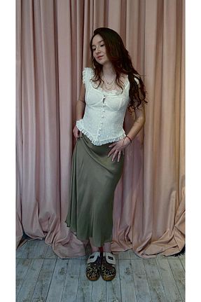 دامن خاکی زنانه ساتن CHANGE FASHİON - کد 920558638