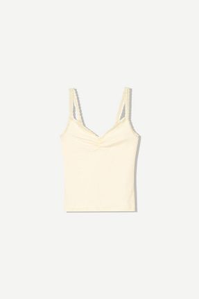 تیشرت زرد زنانه کراپ Bershka - کد 921347829