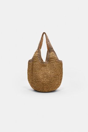 کیف دوشی نباتی زنانه حصیر Stradivarius - کد 920594800