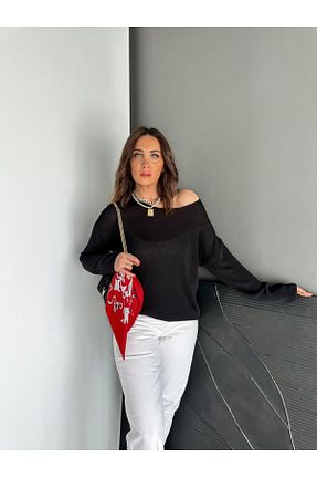 پلیور مشکی زنانه ساده Zerrincan Giyim - کد 920602577
