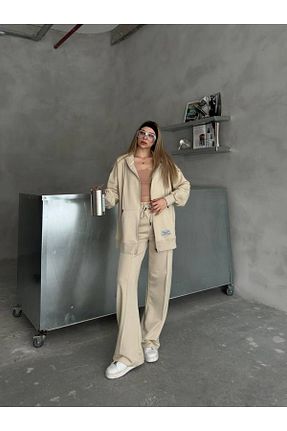 ست گرمکن بژ زنانه پاچه لوله تفنگی 02Lady Fashion - کد 920627351