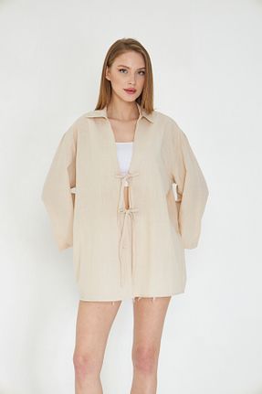 کیمونو و کافتان بژ زنانه %100 پنبه SevdeUgur - کد 840429774