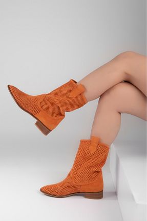 بوت / نیم بوت نارنجی زنانه چرم مصنوعی CICIKIZ - کد 920641015