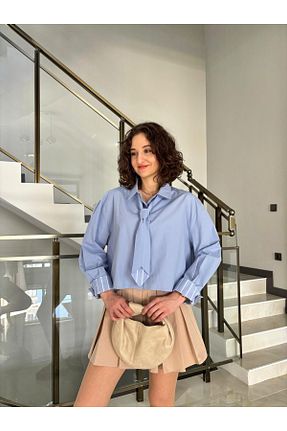 پیراهن آبی زنانه اورسایز Butik - کد 920647290