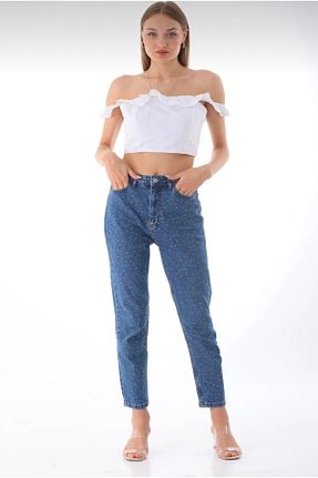 شلوار جین آبی زنانه پاچه گشاد Butik - کد 905720248