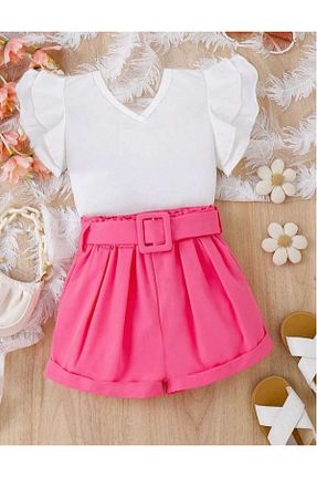 ست بالاتنه و پائین تنه صورتی بچه گانه بافتنی BYMER KİDS - کد 921564620