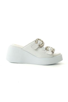 دمپائی سفید زنانه پاشنه پر Gökçe Shoes - کد 920715938