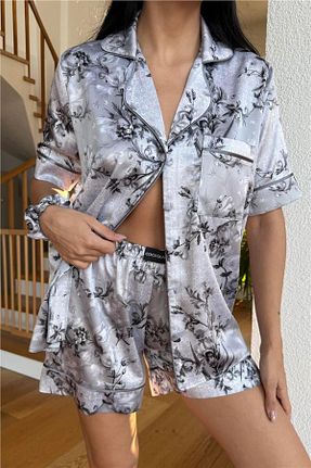 ست لباس راحتی طوسی زنانه گلدار COCCOLARSI - کد 917804346